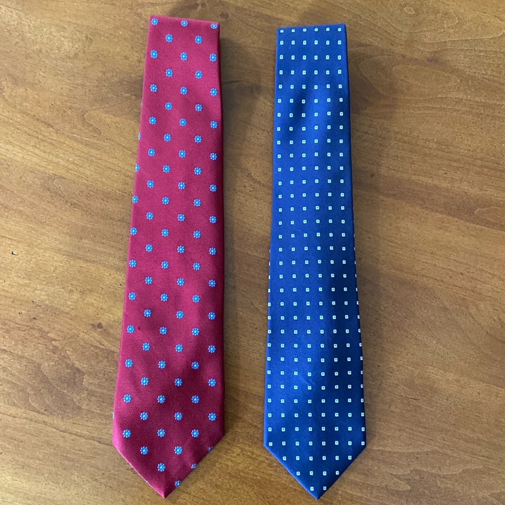 Brooks Brothers, Silk Ties, Red, Blue, Bundle of 2